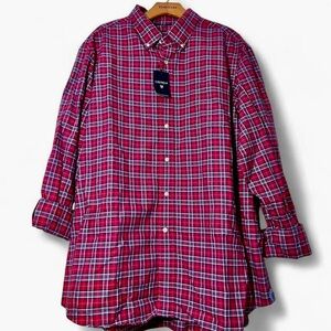 *NWT* Cremieux red blue and white plaid button up
